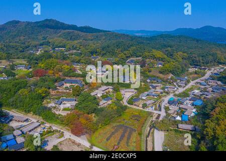 Veduta aerea del Villaggio Folcloristico di Yangdong nella Repubblica di Corea Foto Stock