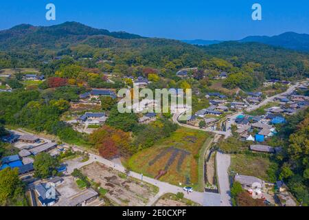 Veduta aerea del Villaggio Folcloristico di Yangdong nella Repubblica di Corea Foto Stock