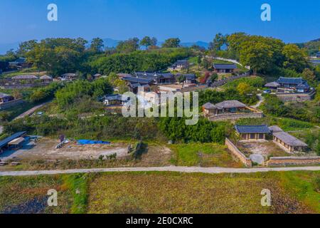 Veduta aerea del Villaggio Folcloristico di Yangdong nella Repubblica di Corea Foto Stock