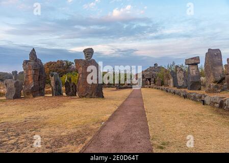 Dongjasok - guardiani di pietra a Jeju parco di pietra, repubblica di Corea Foto Stock