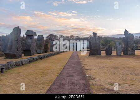 Dongjasok - guardiani di pietra a Jeju parco di pietra, repubblica di Corea Foto Stock