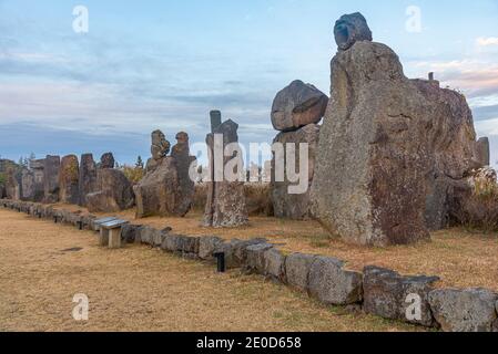 Dongjasok - guardiani di pietra a Jeju parco di pietra, repubblica di Corea Foto Stock