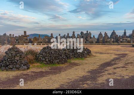 Dongjasok - guardiani di pietra a Jeju parco di pietra, repubblica di Corea Foto Stock