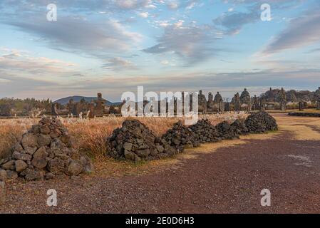 Dongjasok - guardiani di pietra a Jeju parco di pietra, repubblica di Corea Foto Stock