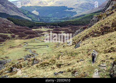 Glen Clova è una valle glaciata notevole nella parte occidentale Porzione della regione Angus della Scozia Foto Stock