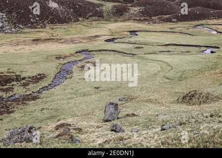 Glen Clova è una valle glaciata notevole nella parte occidentale Porzione della regione Angus della Scozia Foto Stock