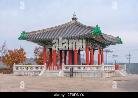 Padiglione della campana della pace a Imjingak, Repubblica di Corea Foto Stock