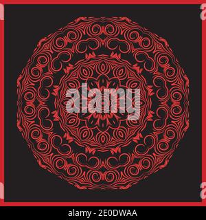 Mandala. Motivo ornamento colorato rotondo. Elementi decorativi. Rosso Illustrazione Vettoriale