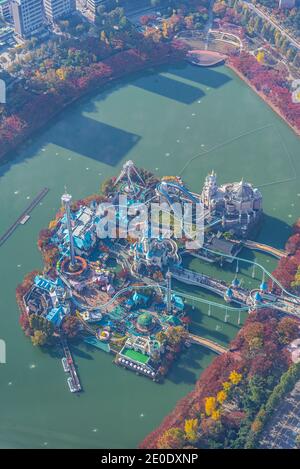 Veduta aerea dell'Isola di Lotte World Magic a Seoul, Repubblica di Corea Foto Stock