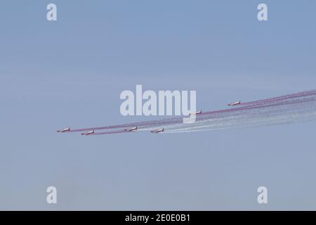 Vista di Airshow sulla Giornata Nazionale del Qatar 2020 a Doha, Qatar Foto Stock