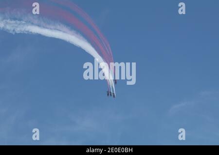 Vista di Airshow sulla Giornata Nazionale del Qatar 2020 a Doha, Qatar Foto Stock