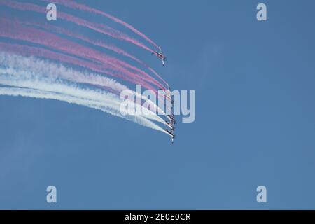 Vista di Airshow sulla Giornata Nazionale del Qatar 2020 a Doha, Qatar Foto Stock