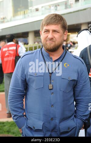 Il presidente ceceno Ramzan Kadyrov partecipa alla gara di cavalli della Coppa del mondo di Dubai, a Dubai, negli Emirati Arabi Uniti, il 31 marzo 2012. Foto di Ammar Abd Rabbo/ABACAPRESS.COM Foto Stock