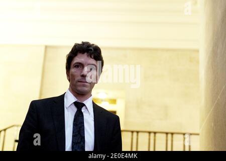 Marc Trevidic, primo giudice antiterrorismo francese, arriva al senato francese prima di un'audizione della commissione senatoriale di controllo dell'applicazione della legge, il 04 aprile 2012, a Parigi, Francia. Foto di Stephane Lemouton/ABACAPRESS.COM. Foto Stock