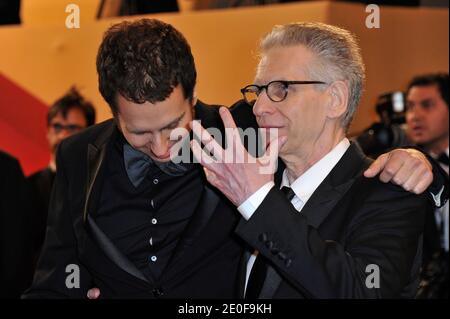 Il regista Brandon Cronenberg e David Cronenberg (padre e figlio) si esibiscono durante la prima di "gli zaffiri" al sessantacinquesimo festival cinematografico di Cannes, a Cannes, nel sud della Francia, il 19 maggio 2012. Foto di Aurore Marechal/ABACAPRESS.COM Foto Stock