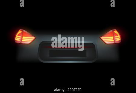 Auto auto auto realistica LED laser matrice intellettuale incandescente Xenon fari anteriori posteriori luci posteriori barre vettoriali illustrazione realistica Illustrazione Vettoriale