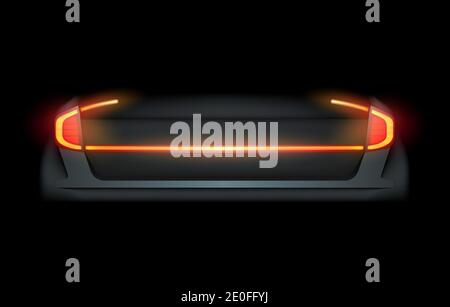 Auto auto auto realistica LED laser matrice intellettuale incandescente Xenon fari anteriori posteriori luci posteriori barre vettoriali illustrazione realistica Illustrazione Vettoriale