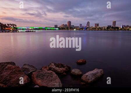 Foce del fiume Los Angeles a Long Beach, Los Angeles County, California, Stati Uniti Foto Stock