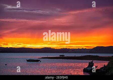 Morro Bay Sunset, San Luis Obispo County, California, Stati Uniti Foto Stock