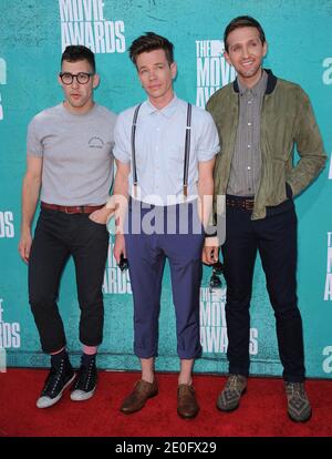 Jack Antonoff, Nate Ruess e Andrew Dost of Fun partecipano ai MTV Movie Awards 2012 che si sono tenuti presso il Gibson Theatre di Universal City, Los Angeles, CA, USA il 3 giugno 2012. Foto di Lionel Hahn/ABACAPRESS.COM Foto Stock