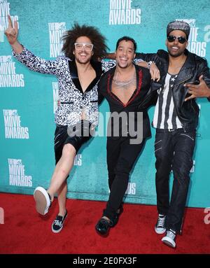 Red Foo, Sky Blu e Goonrock di LMFAO partecipano ai MTV Movie Awards 2012 che si sono tenuti presso il Gibson Theatre di Universal City, Los Angeles, CA, USA il 3 giugno 2012. Foto di Lionel Hahn/ABACAPRESS.COM Foto Stock