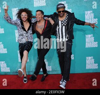 Red Foo, Sky Blu e Goonrock di LMFAO partecipano ai MTV Movie Awards 2012 che si sono tenuti presso il Gibson Theatre di Universal City, Los Angeles, CA, USA il 3 giugno 2012. Foto di Lionel Hahn/ABACAPRESS.COM Foto Stock