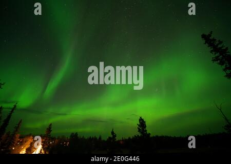 Yellowknife, Canada-31 agosto 2019: Aurora borealis o Northern light a Yellowknife, Canada Foto Stock
