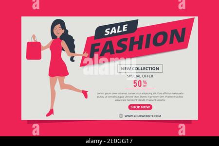 Promozione vendita moda banner web Illustrazione Vettoriale