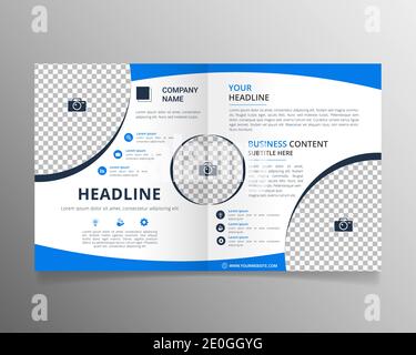 Brochure bifold Flat Blue business Illustrazione Vettoriale