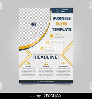 Modello di volantino aziendale blu e giallo Illustrazione Vettoriale