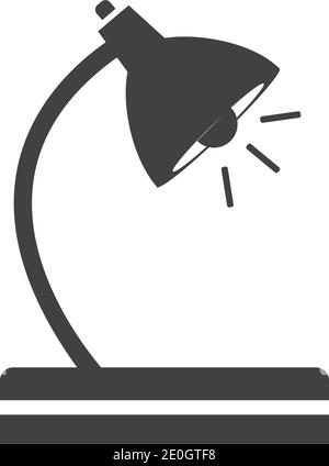 icona di glifo della lampada. Lampada da scrivania. Simbolo di silhouette. Spazio negativo. Illustrazione vettoriale isolata Illustrazione Vettoriale