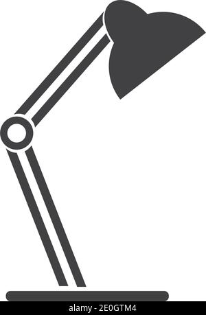 icona di glifo della lampada. Lampada da scrivania. Simbolo di silhouette. Spazio negativo. Illustrazione vettoriale isolata Illustrazione Vettoriale