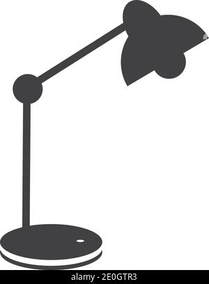 icona di glifo della lampada. Lampada da scrivania. Simbolo di silhouette. Spazio negativo. Illustrazione vettoriale isolata Illustrazione Vettoriale
