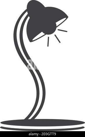 icona di glifo della lampada. Lampada da scrivania. Simbolo di silhouette. Spazio negativo. Illustrazione vettoriale isolata Illustrazione Vettoriale