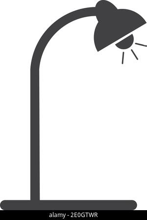 icona di glifo della lampada. Lampada da scrivania. Simbolo di silhouette. Spazio negativo. Illustrazione vettoriale isolata Illustrazione Vettoriale