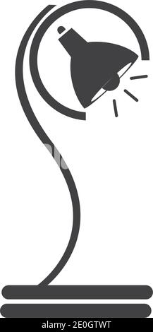 icona di glifo della lampada. Lampada da scrivania. Simbolo di silhouette. Spazio negativo. Illustrazione vettoriale isolata Illustrazione Vettoriale