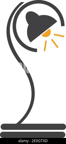 icona di glifo della lampada. Lampada da scrivania. Simbolo di silhouette. Spazio negativo. Illustrazione vettoriale isolata Illustrazione Vettoriale