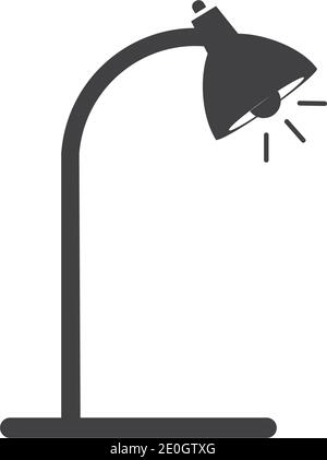 icona di glifo della lampada. Lampada da scrivania. Simbolo di silhouette. Spazio negativo. Illustrazione vettoriale isolata Illustrazione Vettoriale