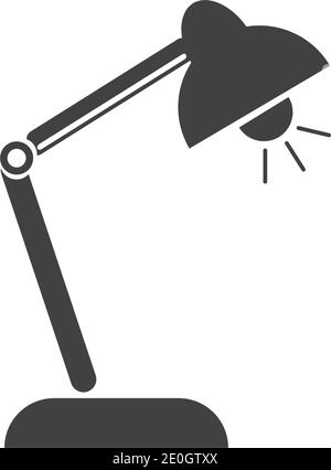 icona di glifo della lampada. Lampada da scrivania. Simbolo di silhouette. Spazio negativo. Illustrazione vettoriale isolata Illustrazione Vettoriale