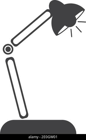 icona di glifo della lampada. Lampada da scrivania. Simbolo di silhouette. Spazio negativo. Illustrazione vettoriale isolata Illustrazione Vettoriale