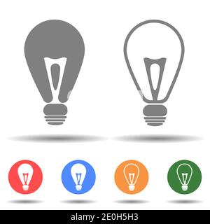 Lampadina, linea della lampada e vettore di icone pieno Illustrazione Vettoriale