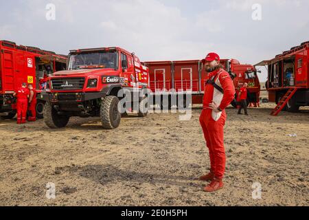 Maz, Maz-Sportauto, Camion, camion, ambiente durante lo shakedown della Dakar 2021 a Jeddah, Arabia Saudita il 31 dicembre 2021 - Foto Florent Gooden / DPPI / LM Foto Stock