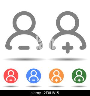 Aggiungi vettore icona avatar utente eliminazione Illustrazione Vettoriale