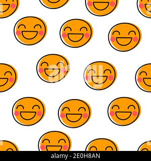 Volti divertenti con un motivo sorrisi senza cuciture per il giorno degli sciocchi di aprile. Cute sfondo positivo Illustrazione Vettoriale