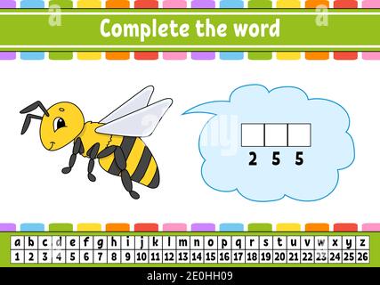 Completare le parole. Codice cifrato. Imparare vocabolario e numeri. Foglio di lavoro Education. Pagina delle attività per lo studio dell'inglese. Illustrazione vettoriale isolata. Illustrazione Vettoriale