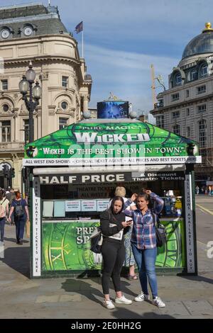 Musical Ticket-Verkauf, Piccadilly Circus a Londra, Inghilterra, Grossbritannien Foto Stock