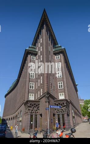 Chilehaus, Fischertwiete, Kontorhausviertel, Amburgo, Deutschland Foto Stock