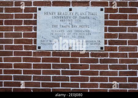 Tampa Bay Hotel, Tampa, Florida Plaque Foto Stock