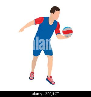 Giocatore di pallavolo professionale che serve la palla, illustrazione vettoriale Illustrazione Vettoriale