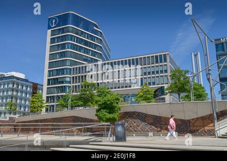 Und Kuehne Nagel, Grosser Grasbrook, Hafencity di Amburgo, Deutschland Foto Stock